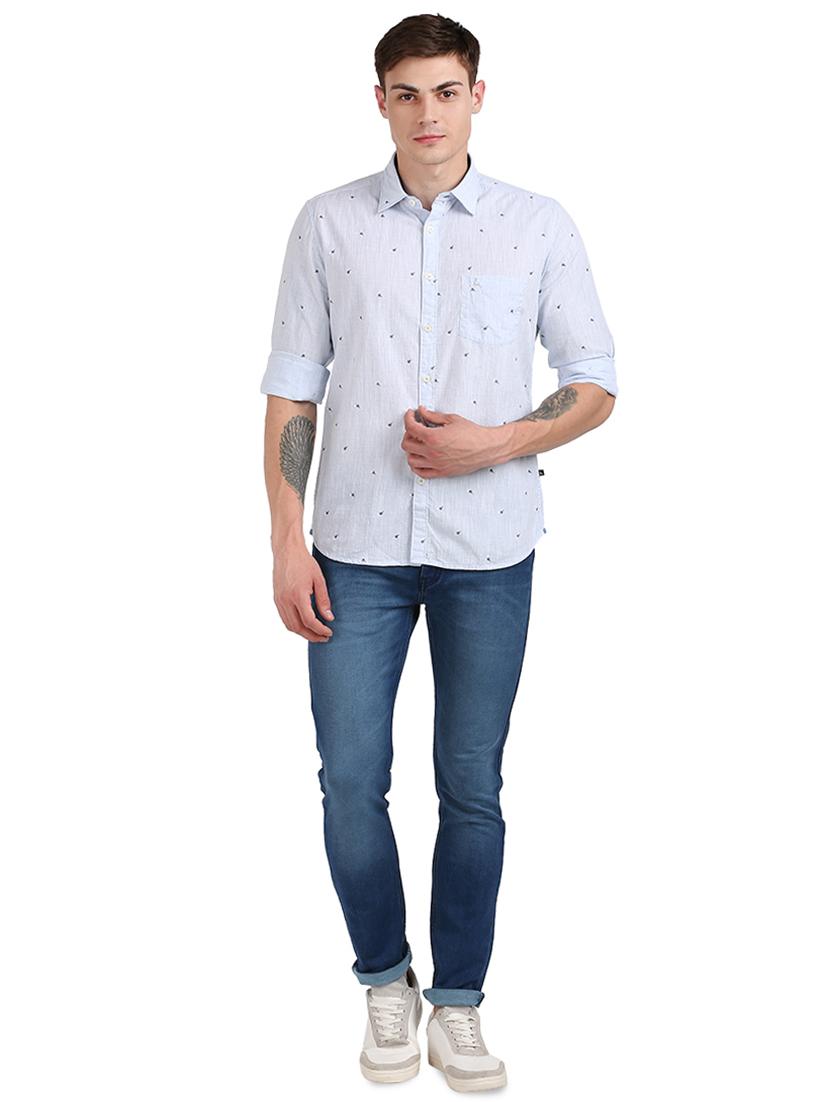 light blue printed casual shirt - 17768384 - Zoom Image - 4