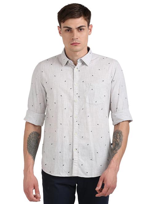 grey printed casual shirt - 17768386 - Standard Image - 1
