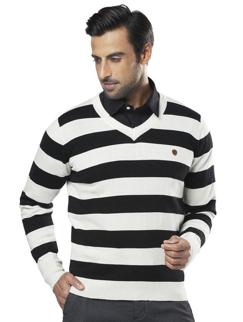 white striped acrylic pullover - 17768397 - Standard Image - 1