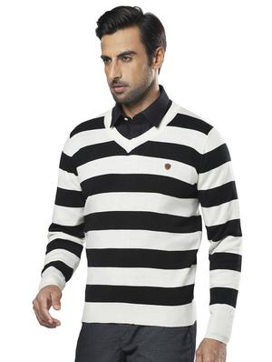 white striped acrylic pullover - 17768397 - Standard Image - 2