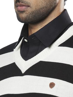 white striped acrylic pullover - 17768397 - Standard Image - 5