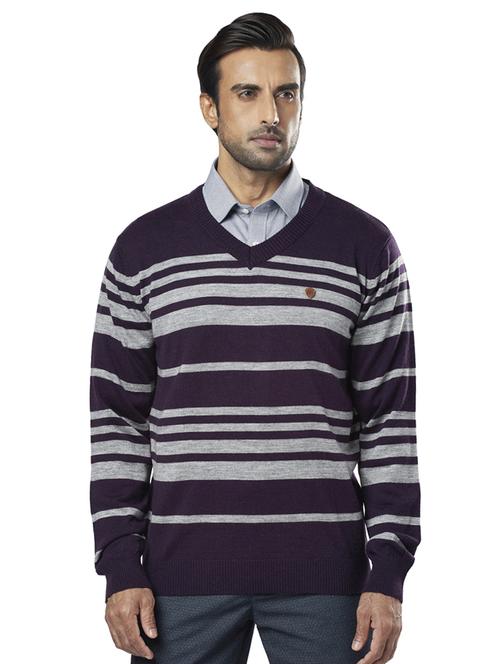 purple striped acrylic pullover - 17768402 - Standard Image - 1