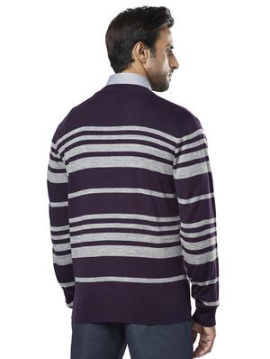 purple striped acrylic pullover - 17768402 - Standard Image - 3