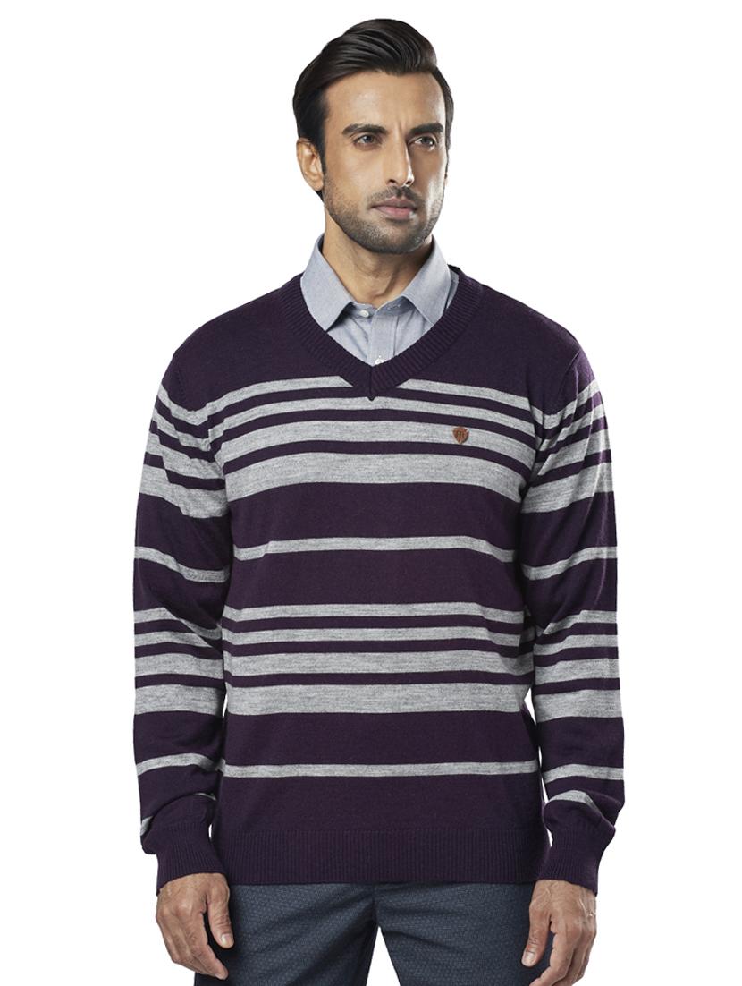 purple striped acrylic pullover - 17768402 - Zoom Image - 1