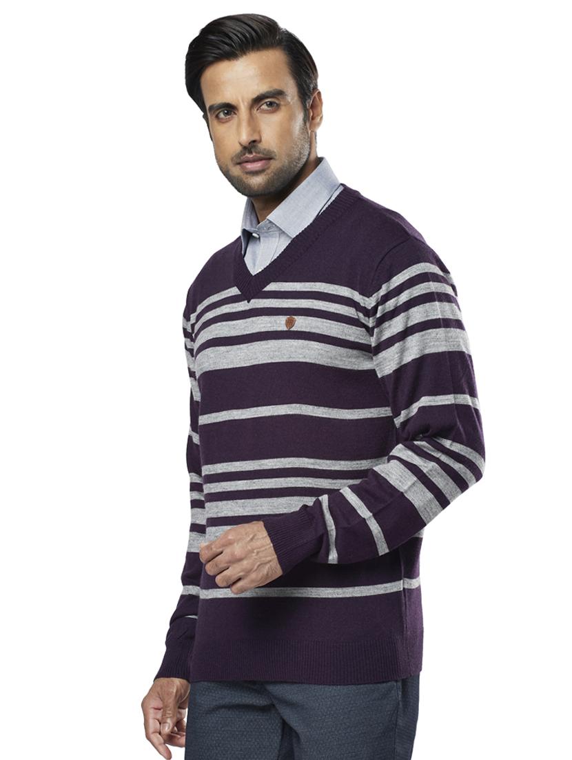 purple striped acrylic pullover - 17768402 - Zoom Image - 2