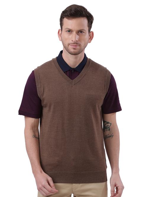 brown solid acrylic pullover - 17768414 - Standard Image - 1