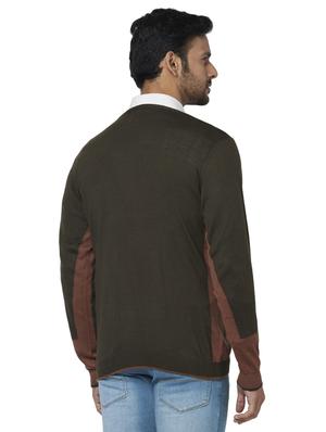 brown color block acrylic pullover - 17768429 - Standard Image - 3