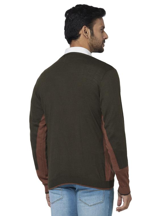 brown color block acrylic pullover - 17768429 - Zoom Image - 3