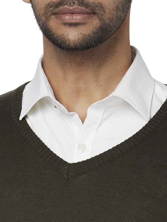 brown color block acrylic pullover - 17768429 - Zoom Image - 5
