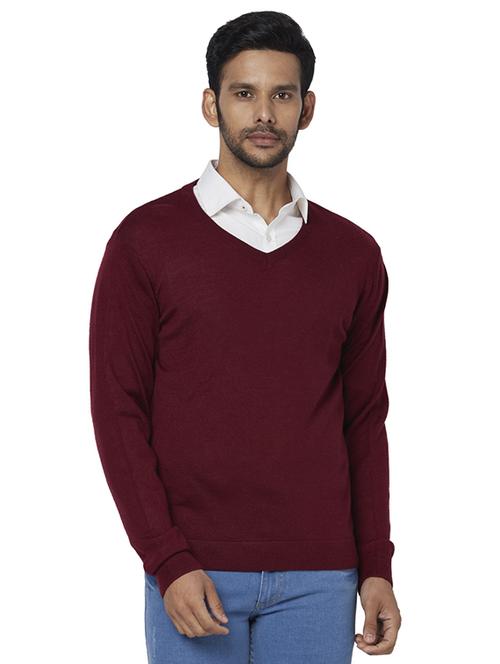 maroon solid acrylic pullover - 17768437 - Standard Image - 1