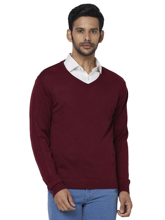 maroon solid acrylic pullover - 17768437 - Zoom Image - 1