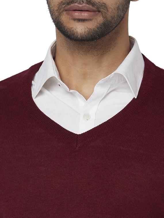 maroon solid acrylic pullover - 17768437 - Zoom Image - 5