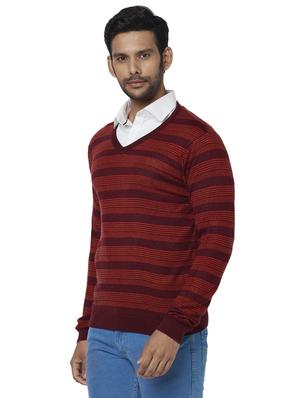 maroon striped acrylic pullover - 17768440 - Standard Image - 2