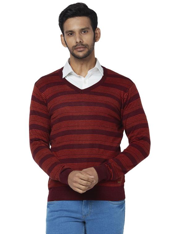 maroon striped acrylic pullover - 17768440 - Zoom Image - 1