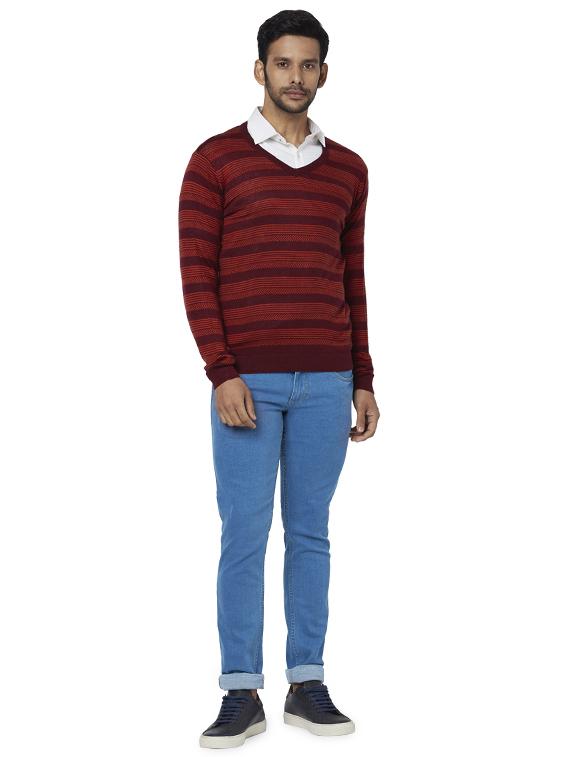 maroon striped acrylic pullover - 17768440 - Zoom Image - 4