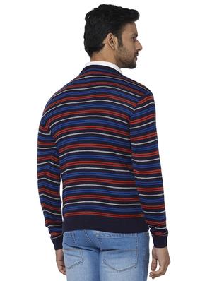 navy blue striped acrylic pullover - 17768443 - Standard Image - 3