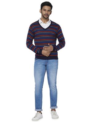 navy blue striped acrylic pullover - 17768443 - Standard Image - 4