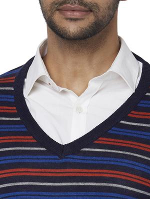 navy blue striped acrylic pullover - 17768443 - Standard Image - 5