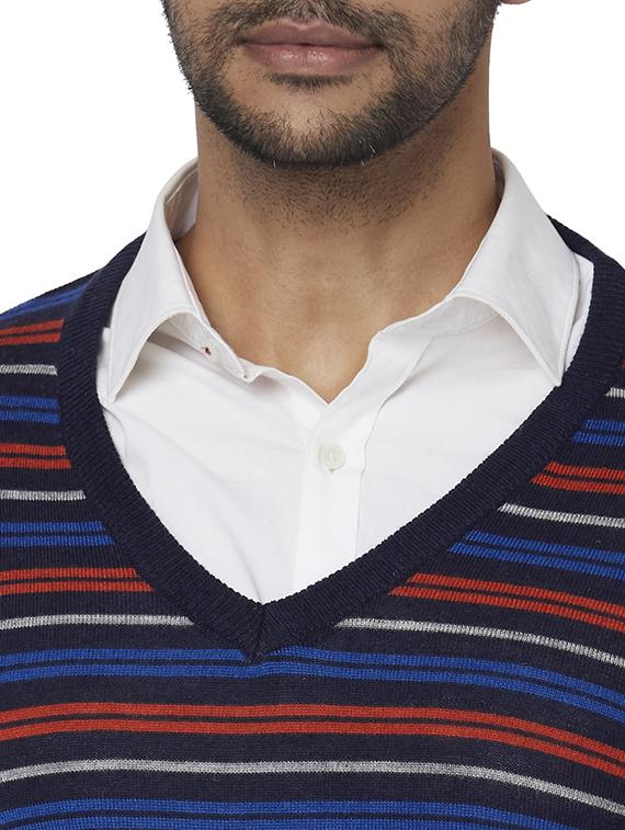 navy blue striped acrylic pullover - 17768443 - Zoom Image - 5