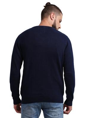 navy blue self design pullover - 17768445 - Standard Image - 3
