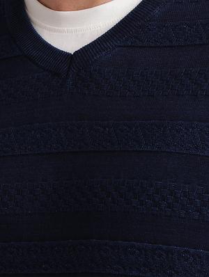 navy blue self design pullover - 17768445 - Standard Image - 5
