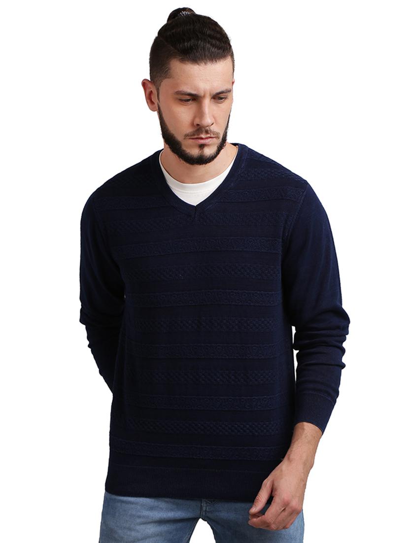 navy blue self design pullover - 17768445 - Zoom Image - 1