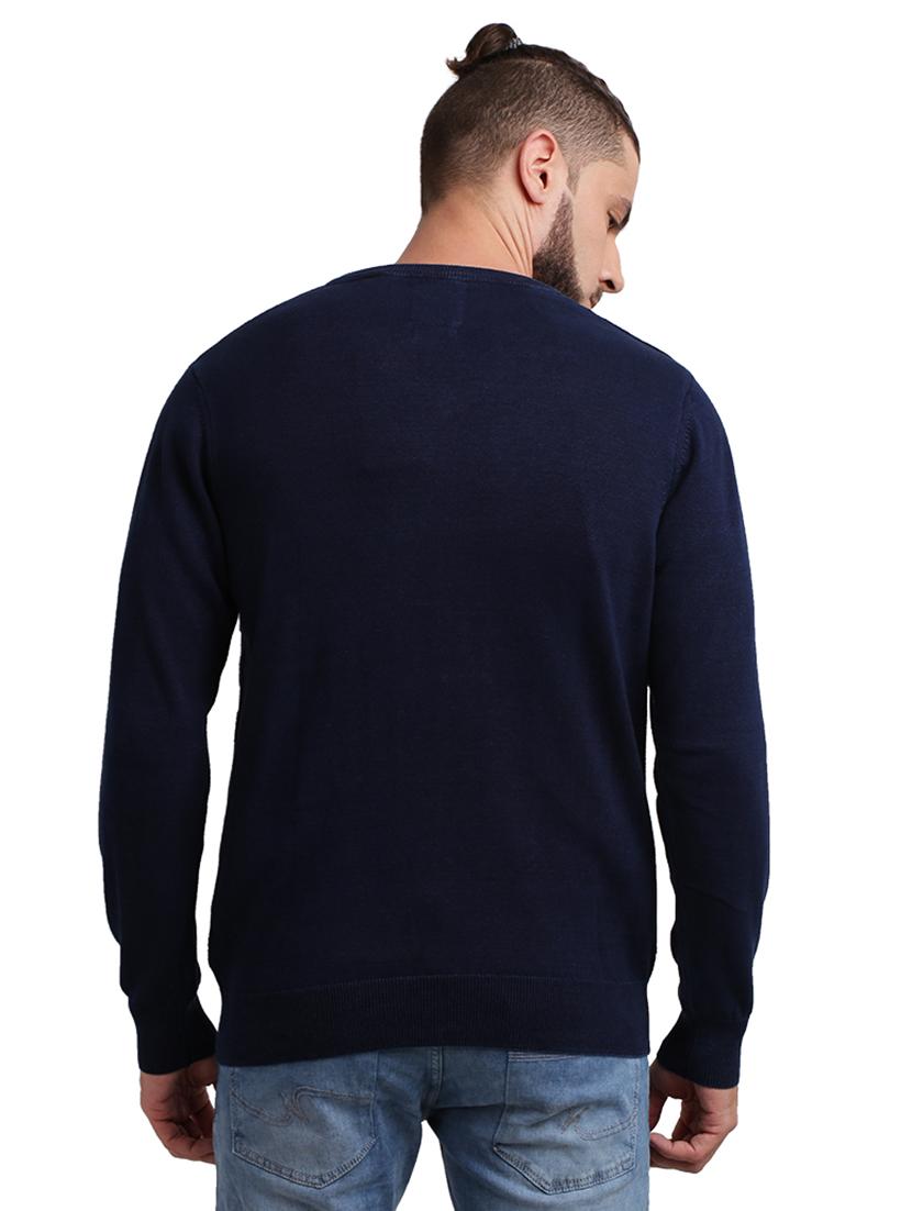 navy blue self design pullover - 17768445 - Zoom Image - 3