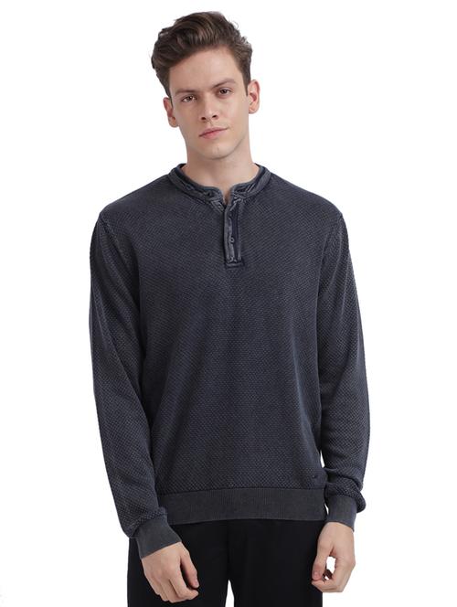 grey self design pullover - 17768447 - Standard Image - 1