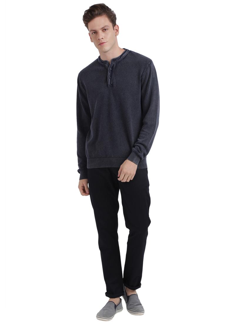grey self design pullover - 17768447 - Zoom Image - 4