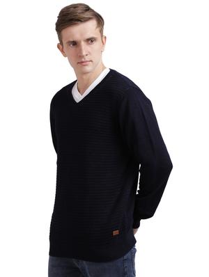 dark blue self design pullover - 17768450 - Standard Image - 2