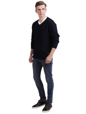 dark blue self design pullover - 17768450 - Standard Image - 4