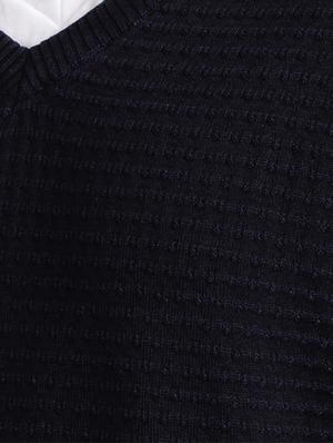 dark blue self design pullover - 17768450 - Standard Image - 5