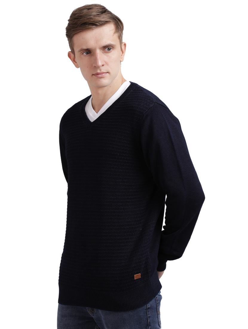 dark blue self design pullover - 17768450 - Zoom Image - 2