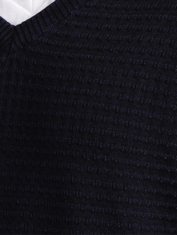 dark blue self design pullover - 17768450 - Zoom Image - 5