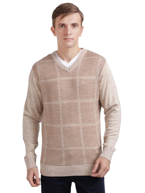 beige checkered acrylic pullover - 17768460 - Standard Image - 1