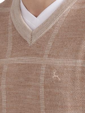 beige checkered acrylic pullover - 17768460 - Standard Image - 5