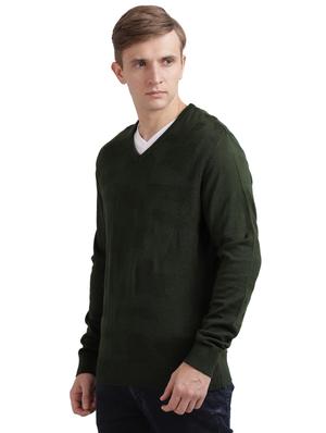 olive green self design acrylic pullover - 17768461 - Standard Image - 2