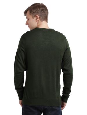 olive green self design acrylic pullover - 17768461 - Standard Image - 3