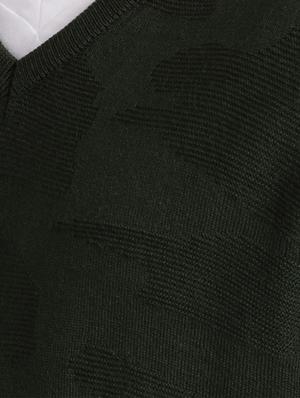 olive green self design acrylic pullover - 17768461 - Standard Image - 5