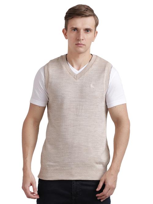 beige solid acrylic pullover - 17768488 - Standard Image - 1