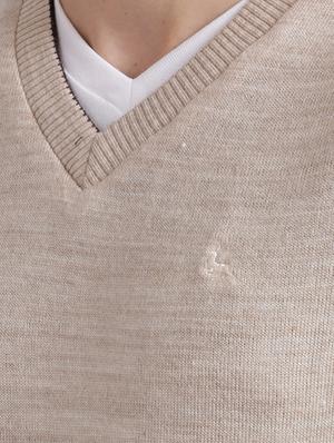 beige solid acrylic pullover - 17768488 - Standard Image - 5