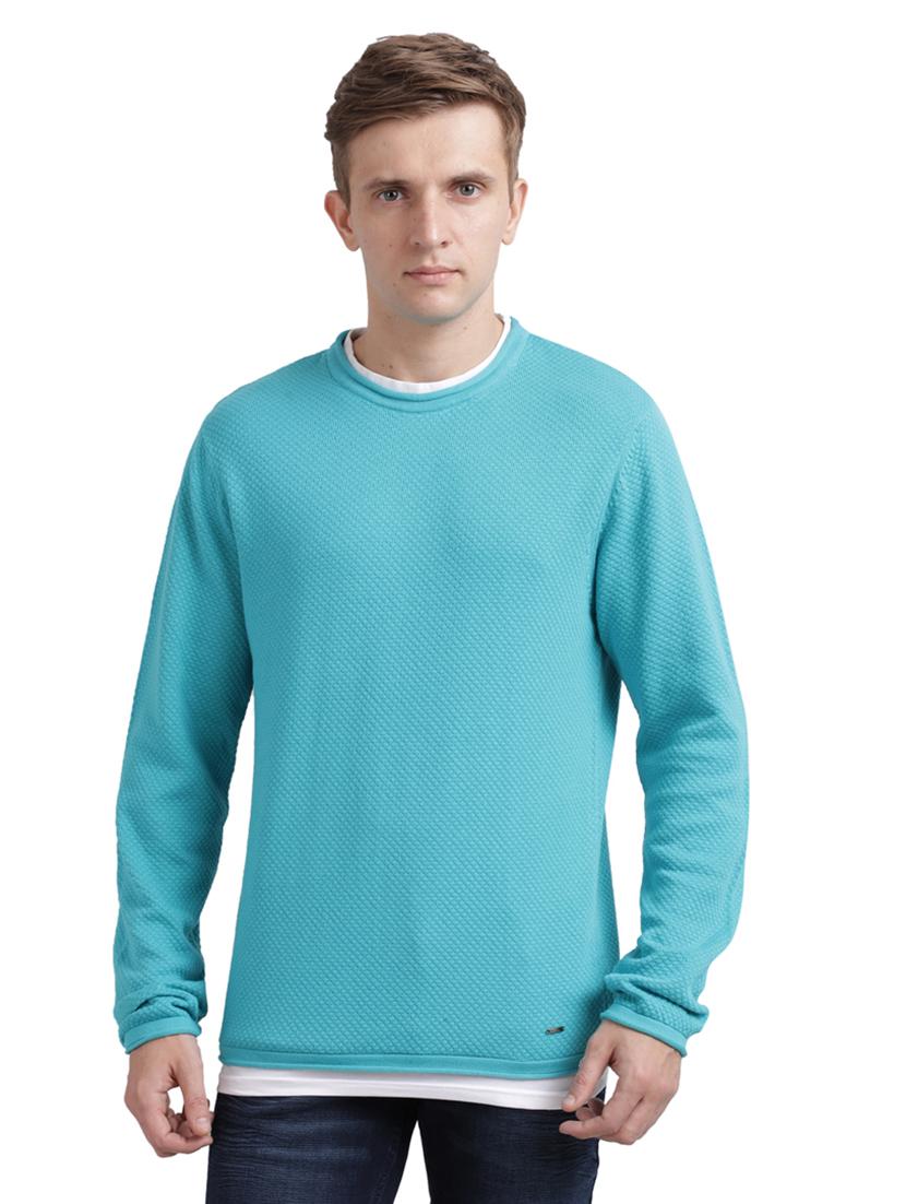 blue self design pullover - 17768496 - Zoom Image - 1