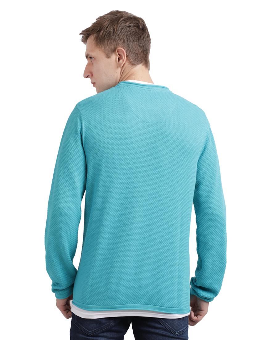 blue self design pullover - 17768496 - Zoom Image - 3