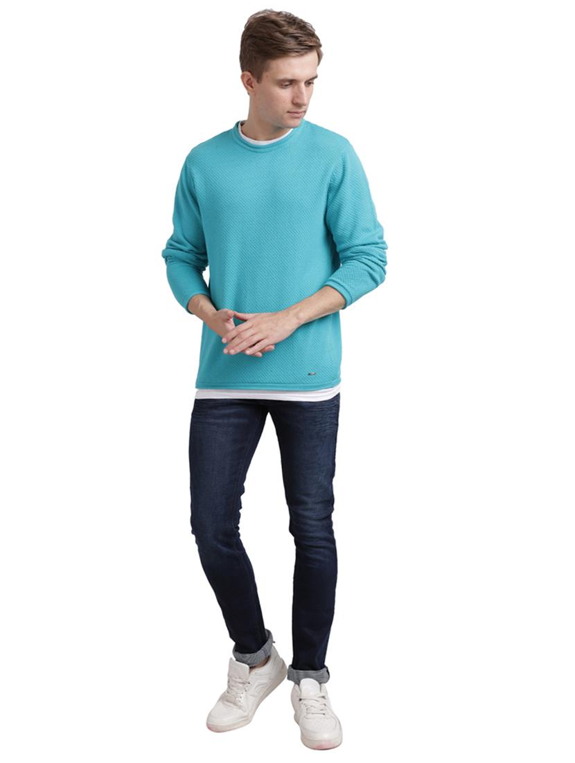 blue self design pullover - 17768496 - Zoom Image - 4