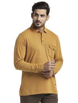 brown solid collared t-shirt - 17768567 - Standard Image - 2