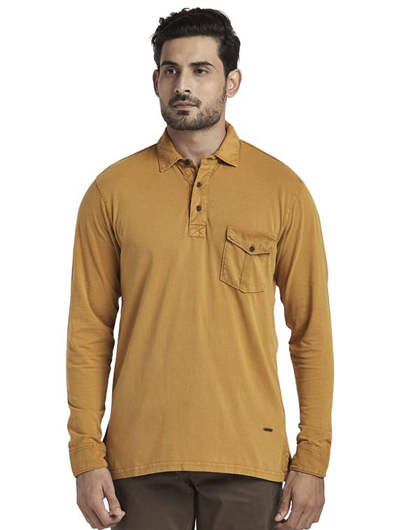 brown solid collared t-shirt - 17768567 - Zoom Image - 1