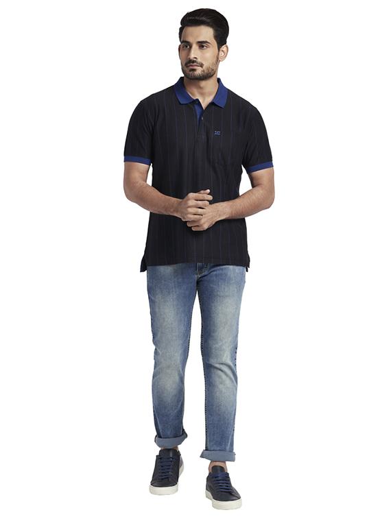 black striped polo t-shirt - 17768575 - Zoom Image - 4