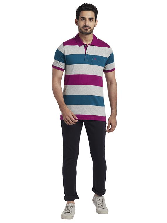 grey color block polo t-shirt - 17768577 - Zoom Image - 4
