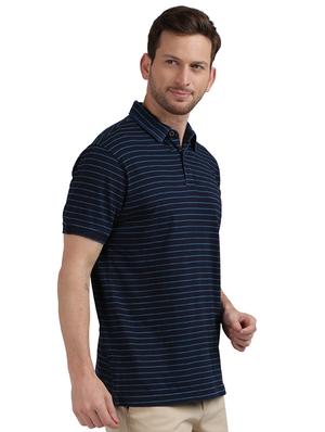 navy blue striped polo t-shirt - 17768582 - Standard Image - 2