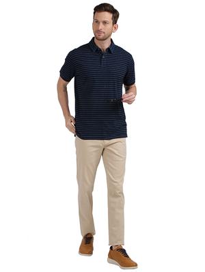 navy blue striped polo t-shirt - 17768582 - Standard Image - 4
